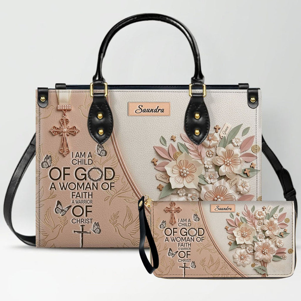 Personalized Beige Cross Handbag & Wallet Set