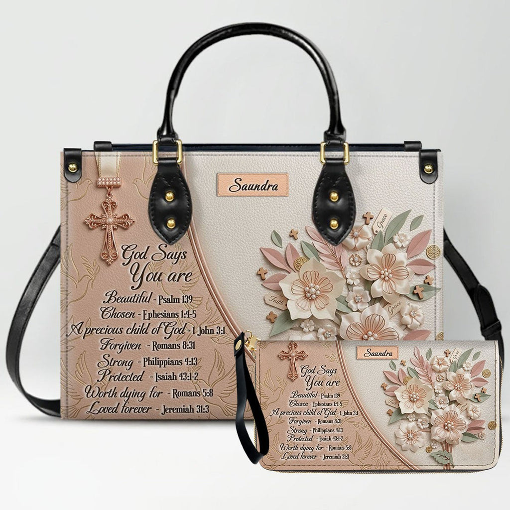 Personalized Beige Cross Handbag & Wallet Set