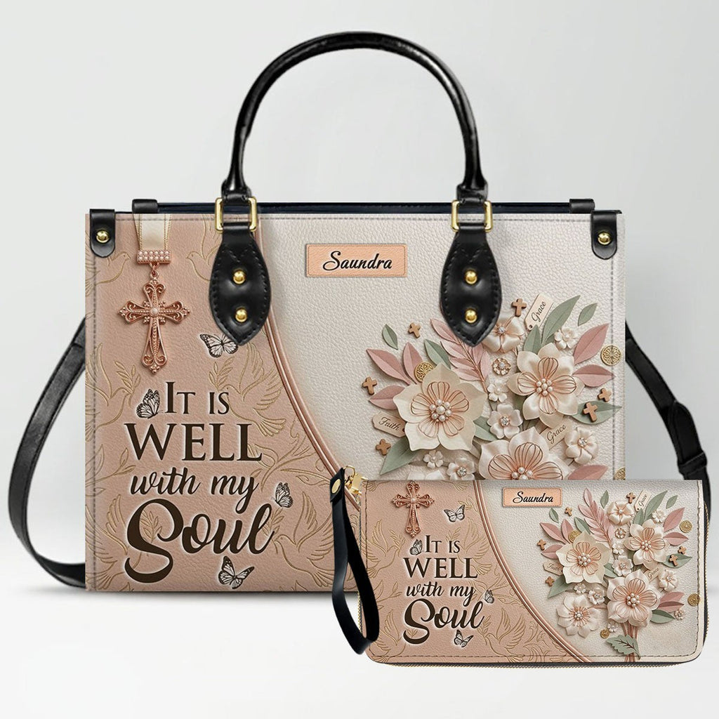 Personalized Beige Cross Handbag & Wallet Set