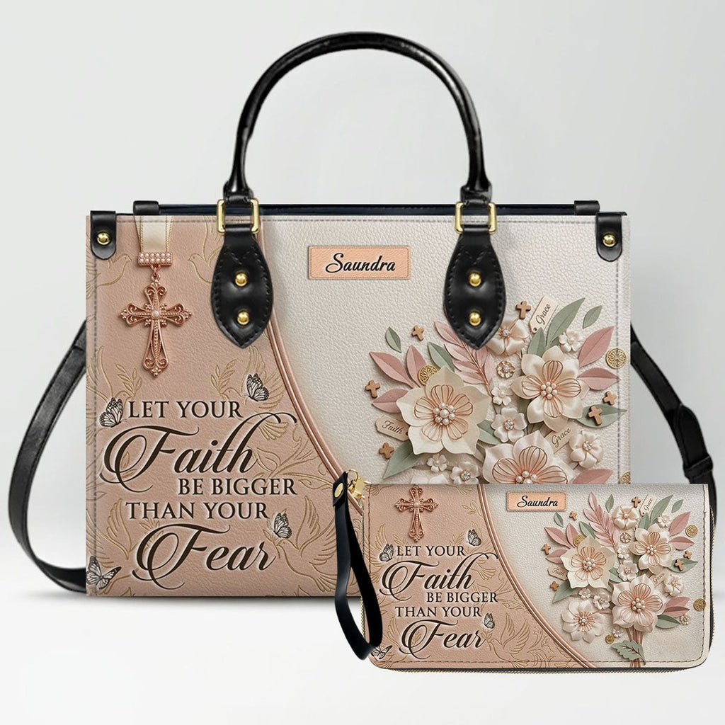 Personalized Beige Cross Handbag & Wallet Set