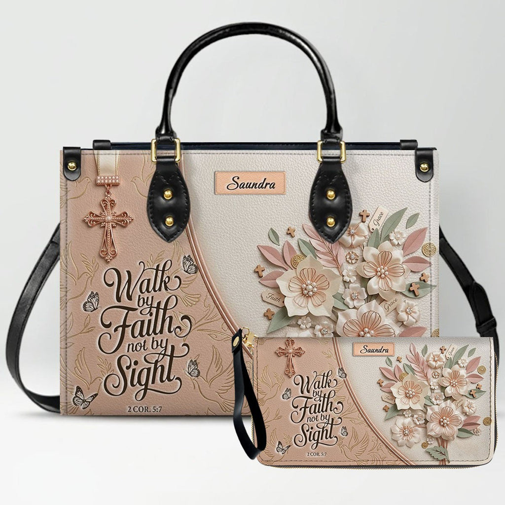 Personalized Beige Cross Handbag & Wallet Set