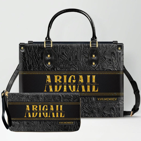 Custom Bible Verse Leather Handbag & Wallet Set