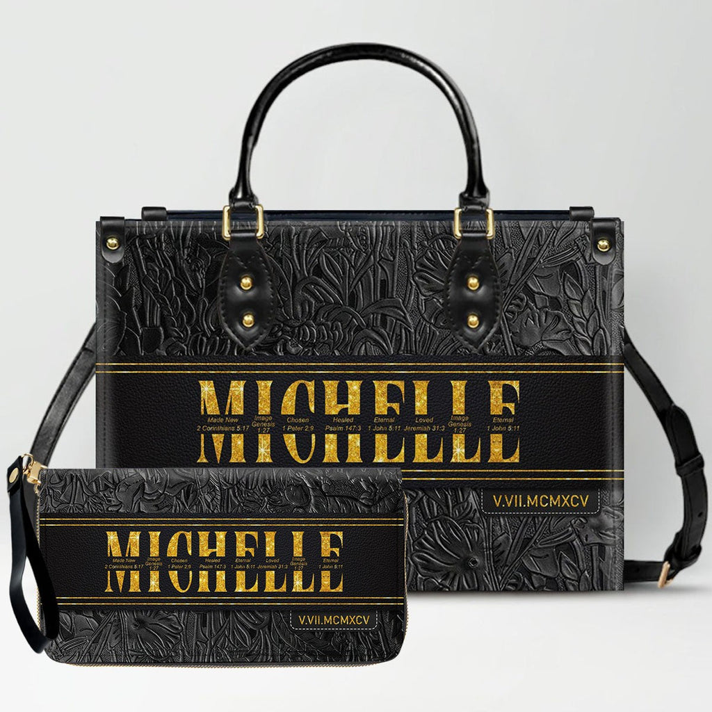 Custom Bible Verse Leather Handbag & Wallet Set