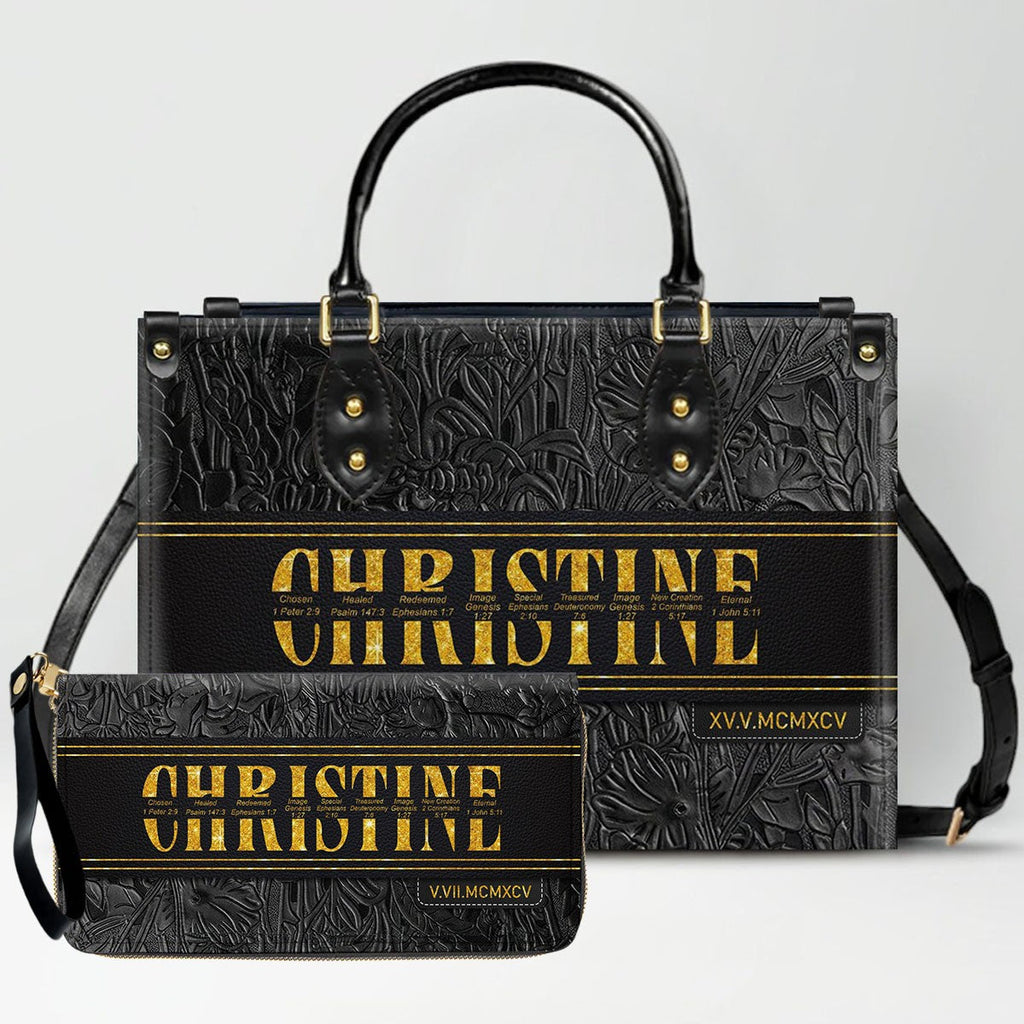 Custom Bible Verse Leather Handbag & Wallet Set