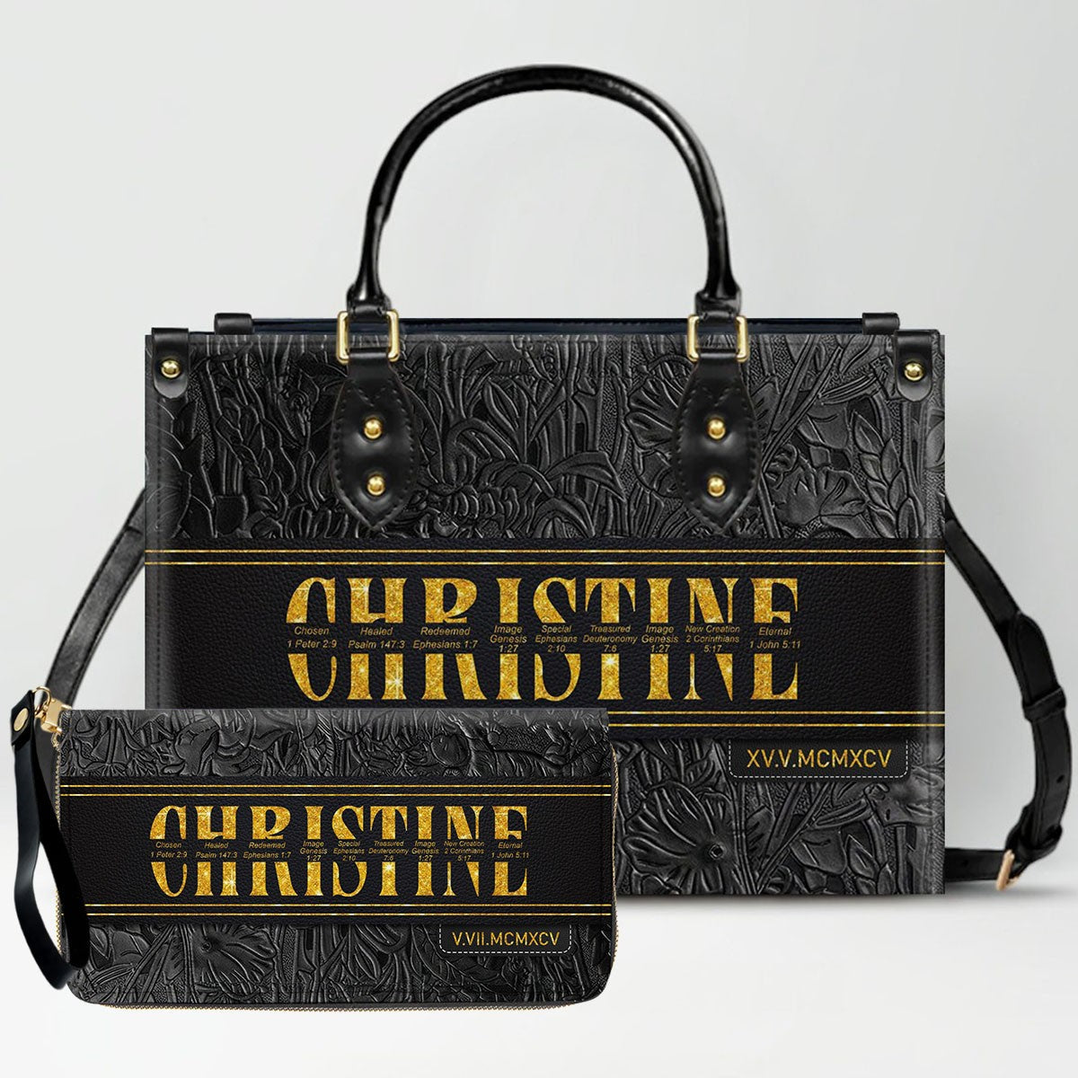 Custom Bible Verse Leather Handbag & Wallet Set