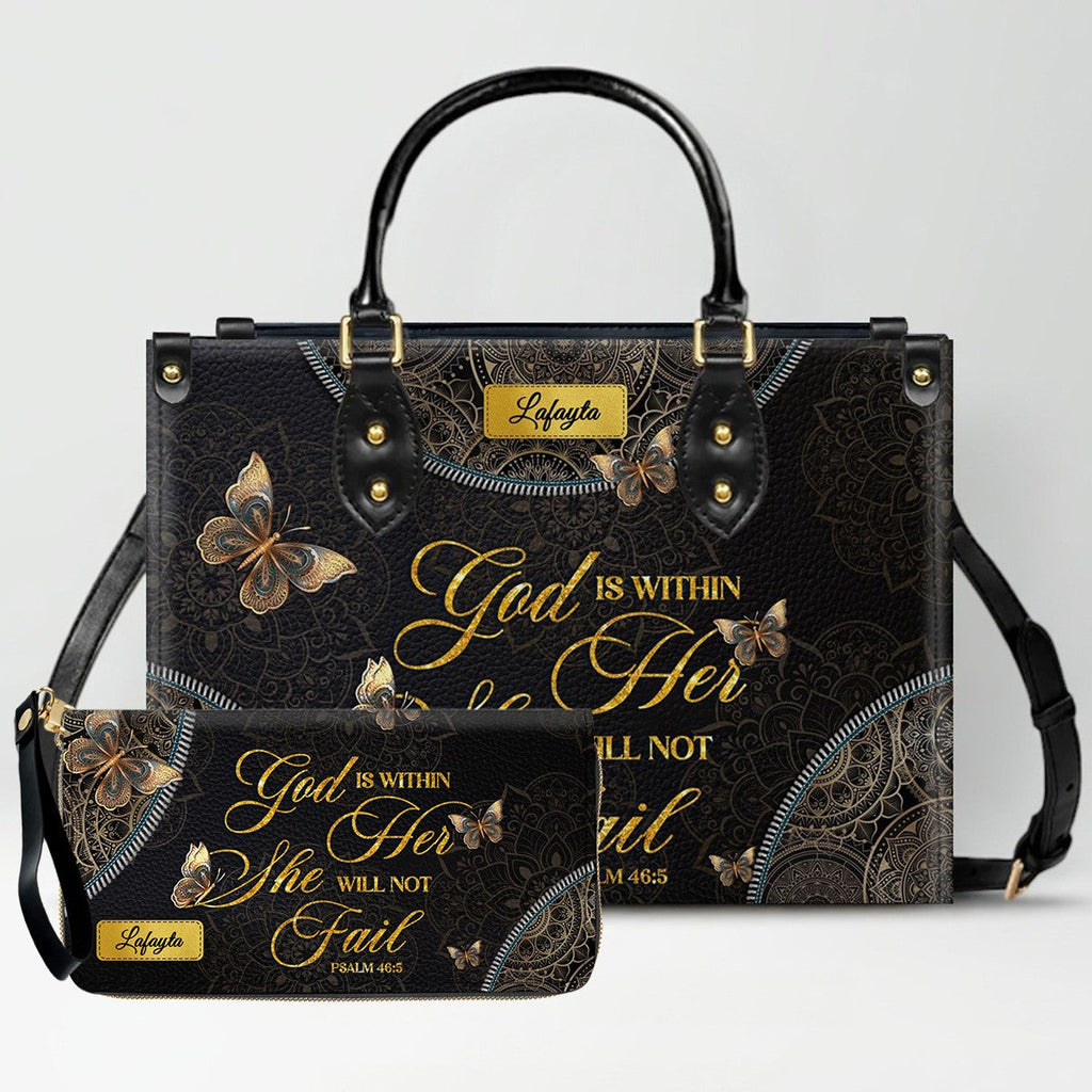 Personalized Butterfly Mandala Leather Handbag