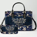 Personalized Floral Christian Leather Tote Bag