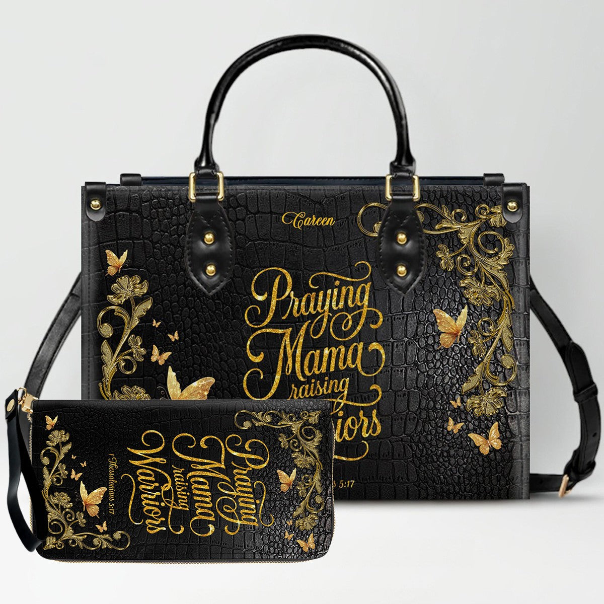 Personalized Christian Leather Handbag Set