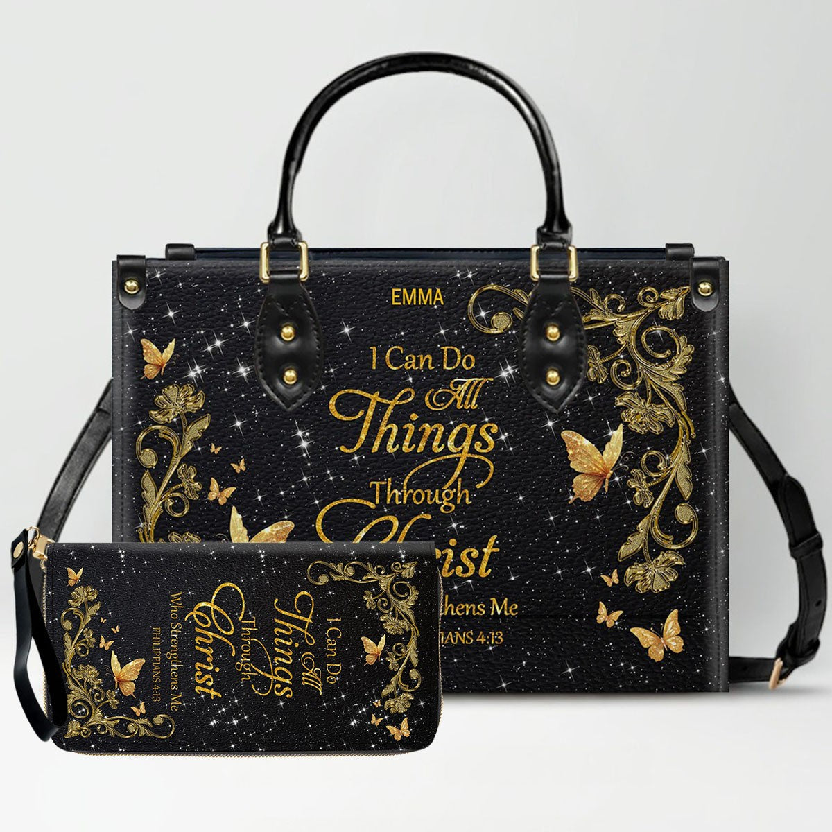 Custom Christian Leather Handbag & Wallet Set
