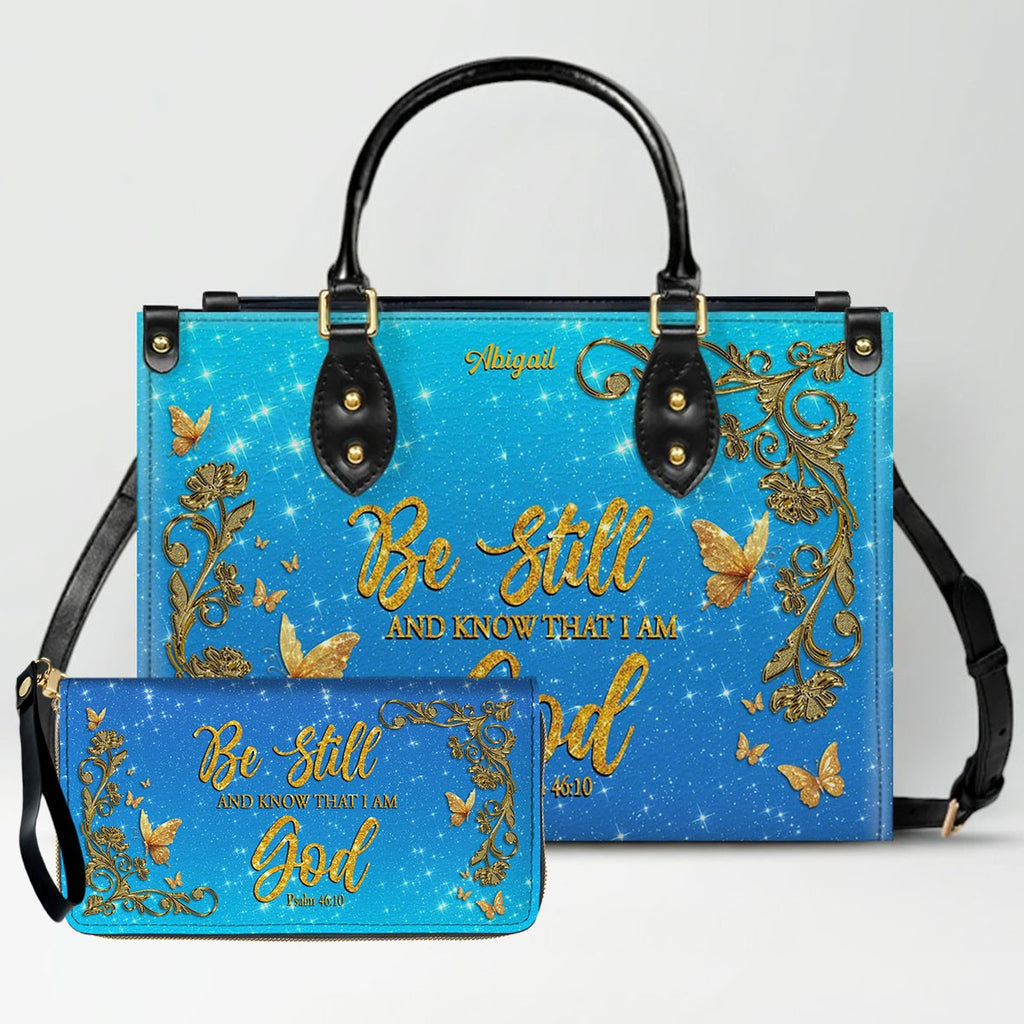 Personalized Christian Leather Tote Bag Set