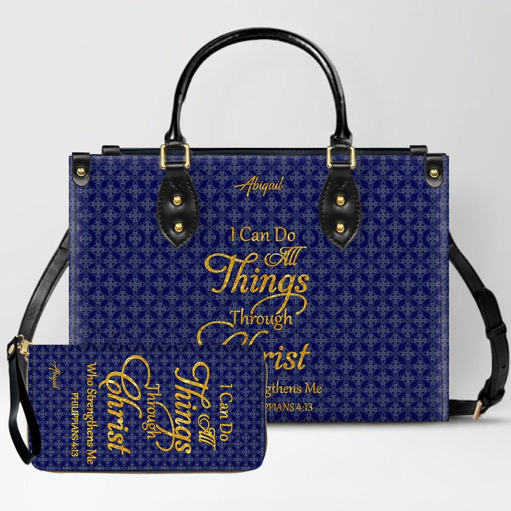 Personalized Philippians 4:13 Leather Handbag