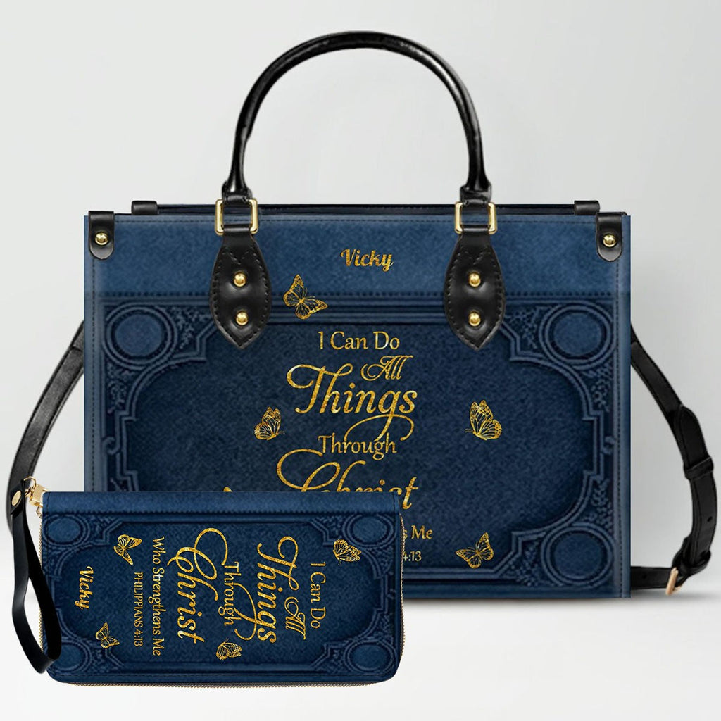 "I Can Do All Things" Personalized Leather Bag Set
