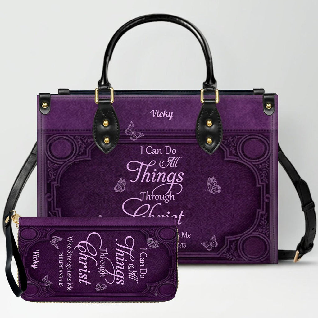 "I Can Do All Things" Personalized Leather Bag Set