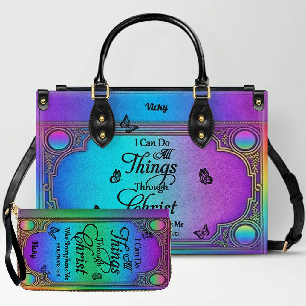 "I Can Do All Things" Personalized Leather Bag Set