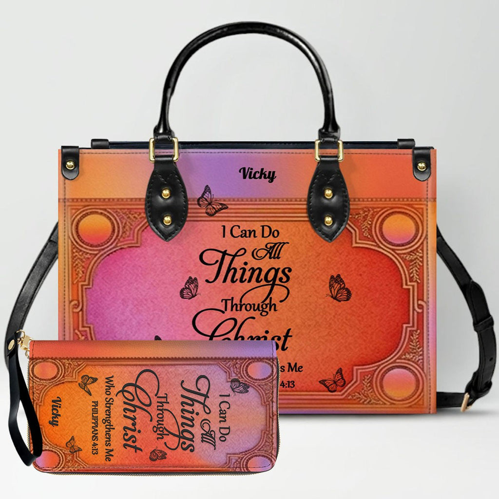"I Can Do All Things" Personalized Leather Bag Set
