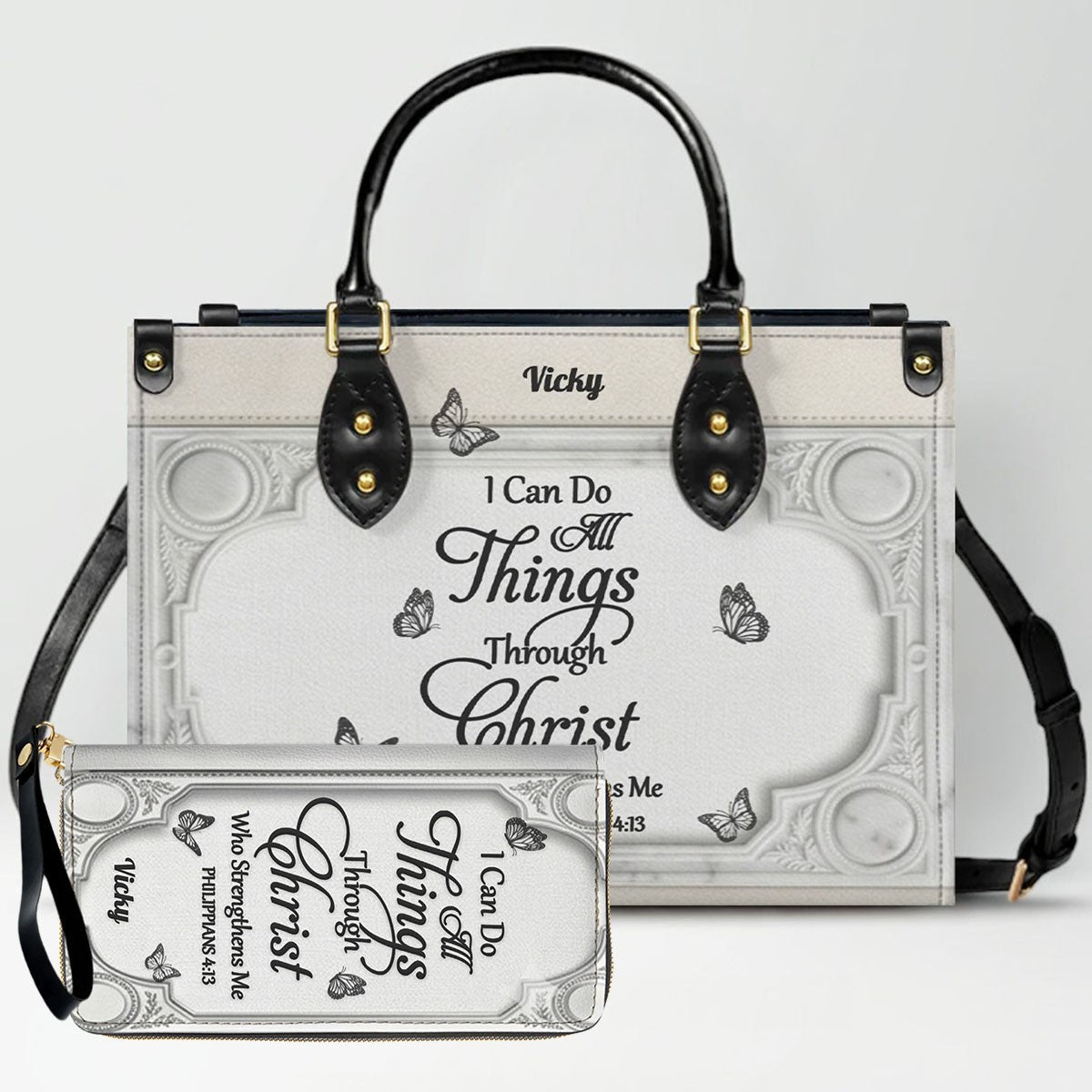 "I Can Do All Things" Personalized Leather Bag Set