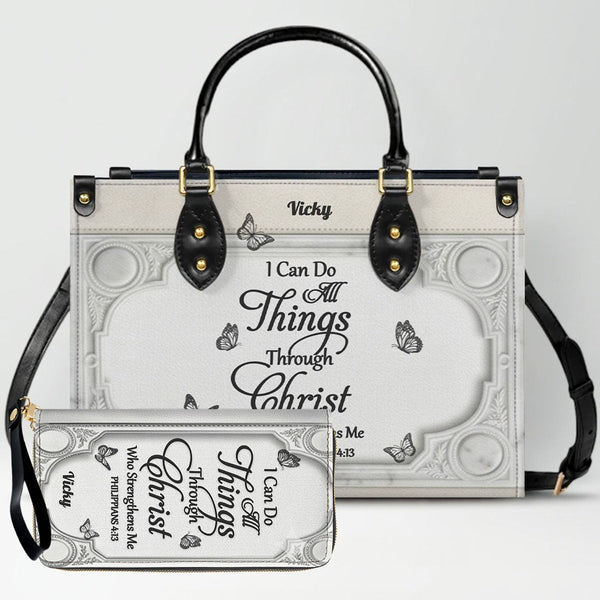 "I Can Do All Things" Personalized Leather Bag Set