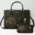 Personalized Floral Cross Leather Handbag