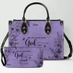 Personalized Purple Bible Verse Leather Handbag