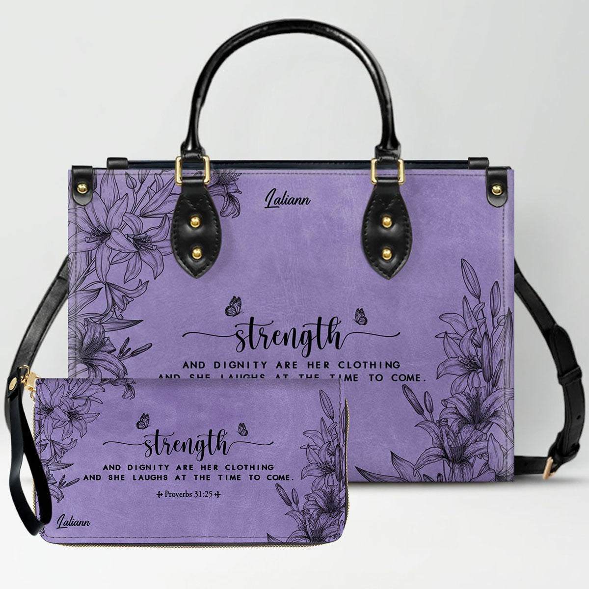 Personalized Purple Bible Verse Leather Handbag