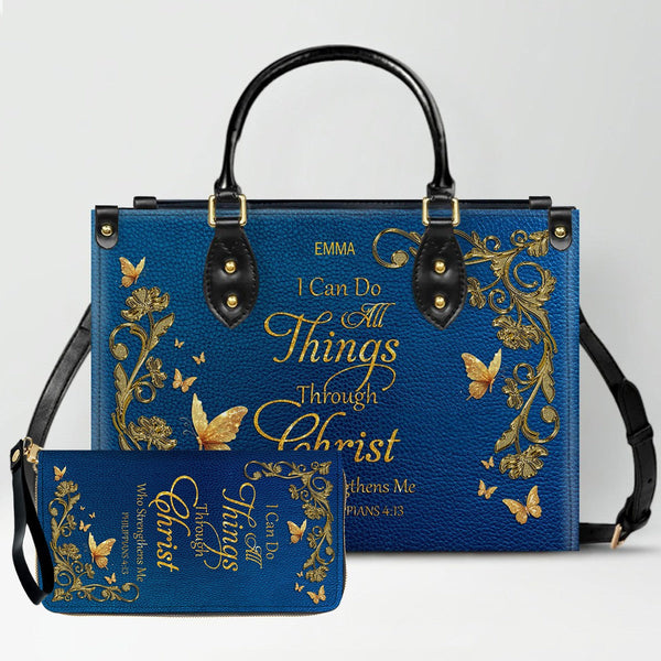 Personalized Christian Bible Verse Leather Tote
