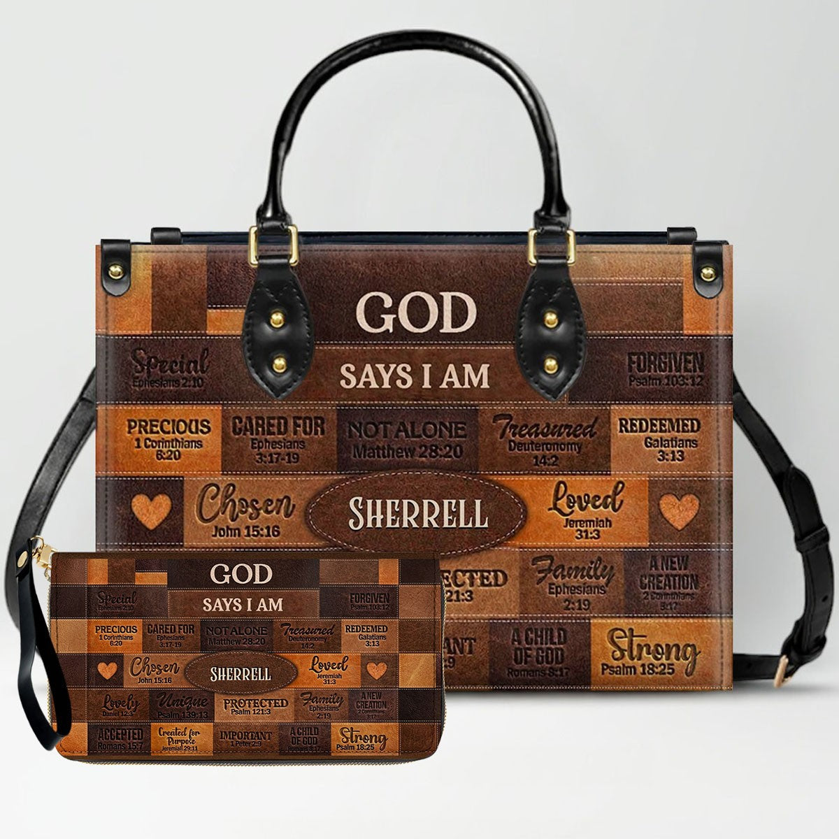 Personalized God Says You Are Leather Handbag Set