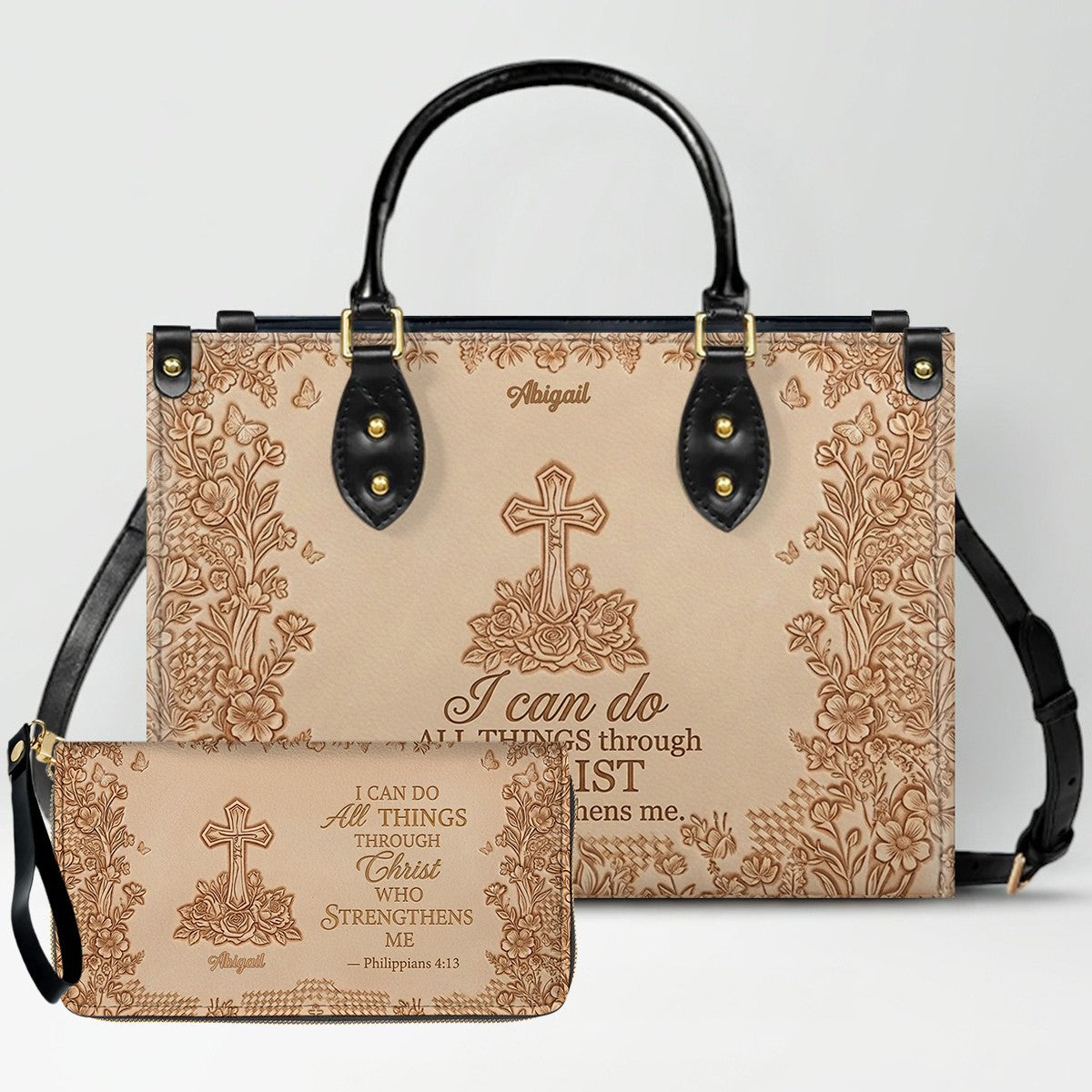 Personalized Christian Leather Handbag