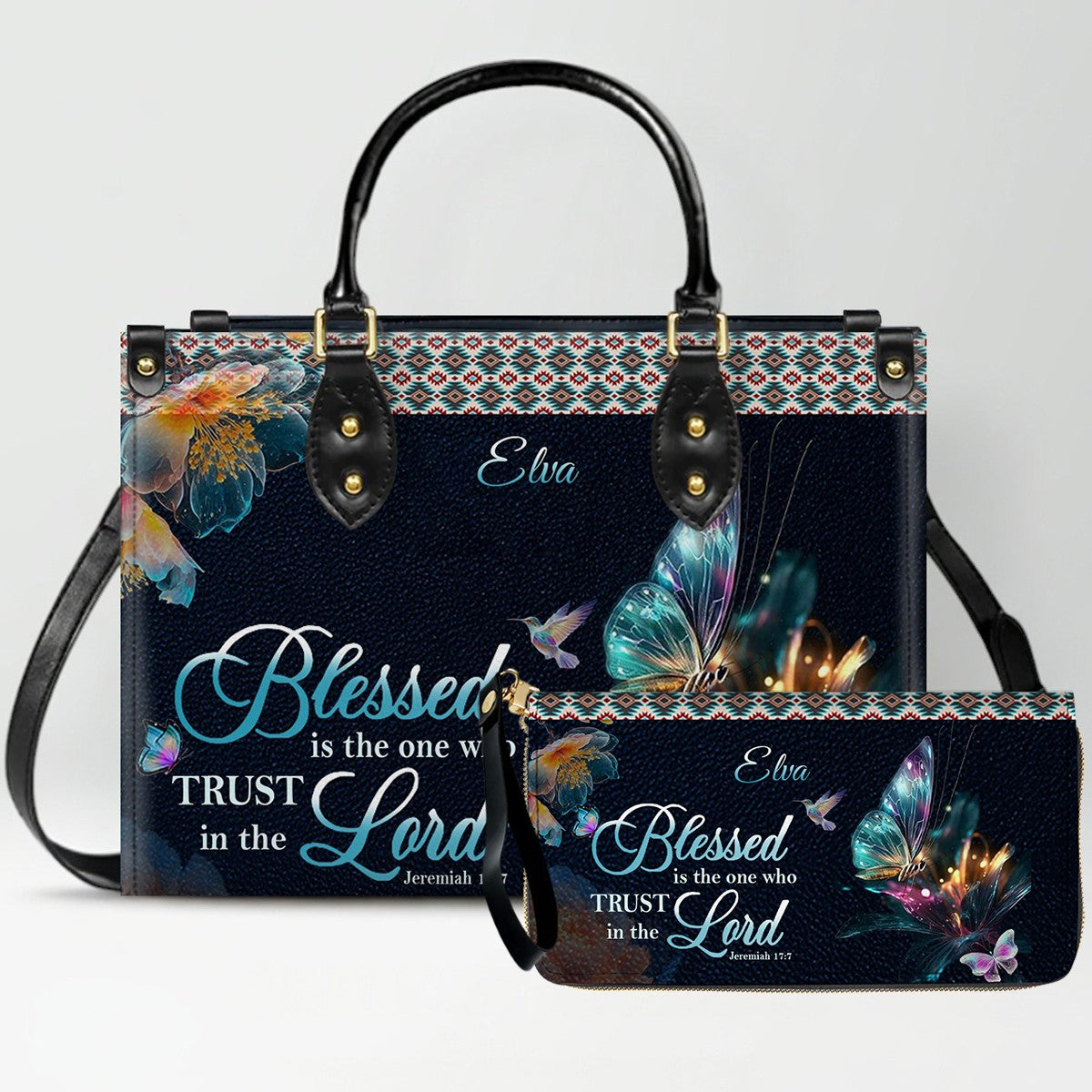 Jeremiah 17:7 Personalized Leather Tote Bag