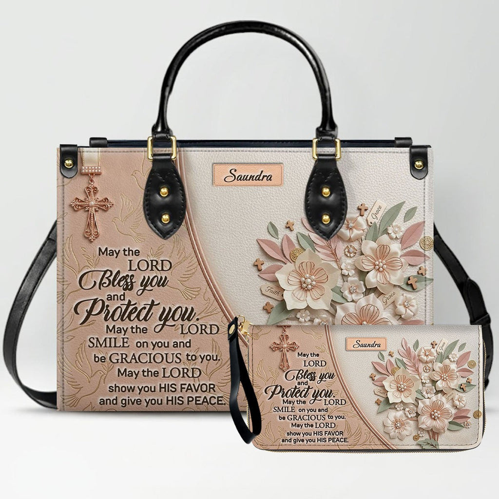 Personalized Beige Cross Handbag & Wallet Set