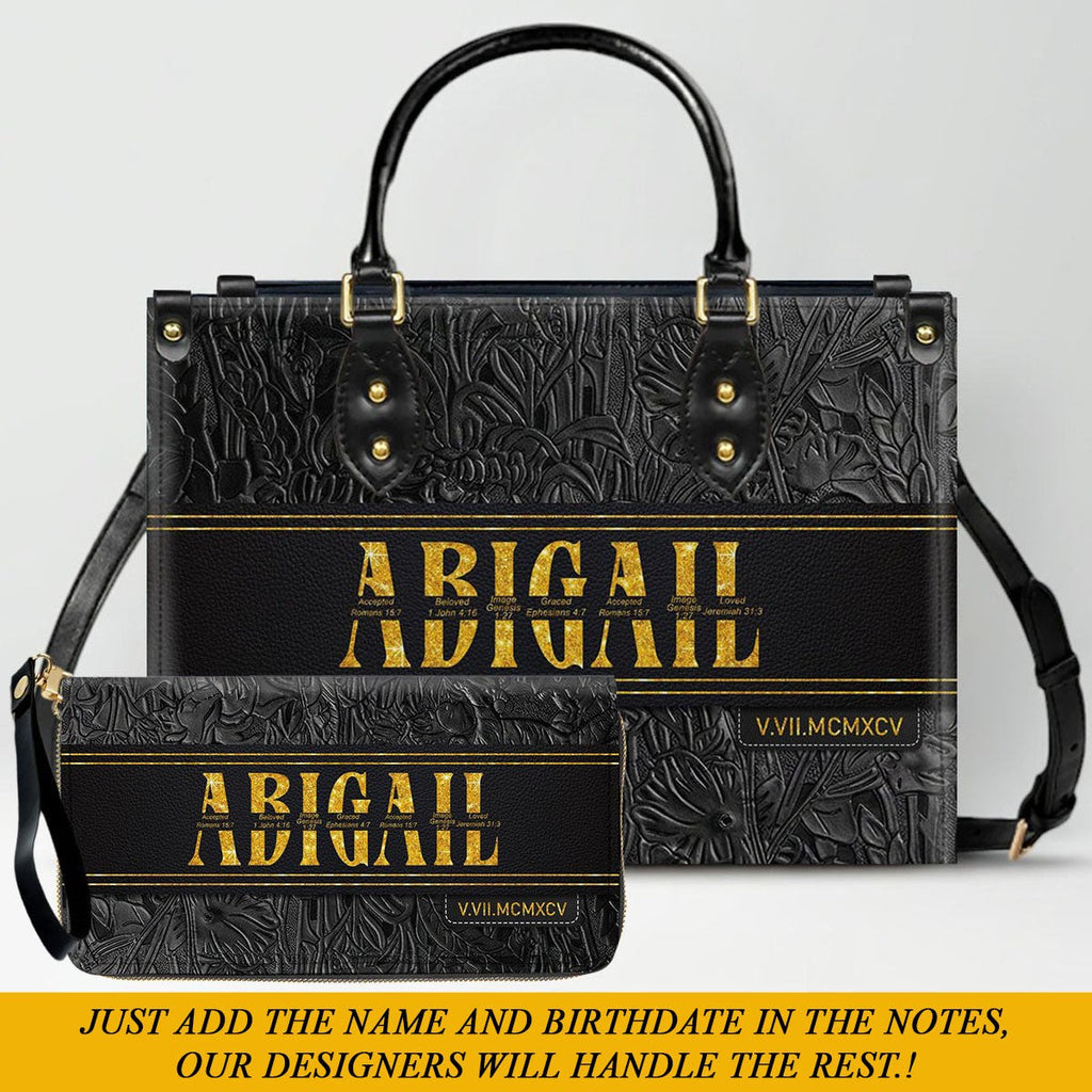 Custom Bible Verse Leather Handbag & Wallet Set