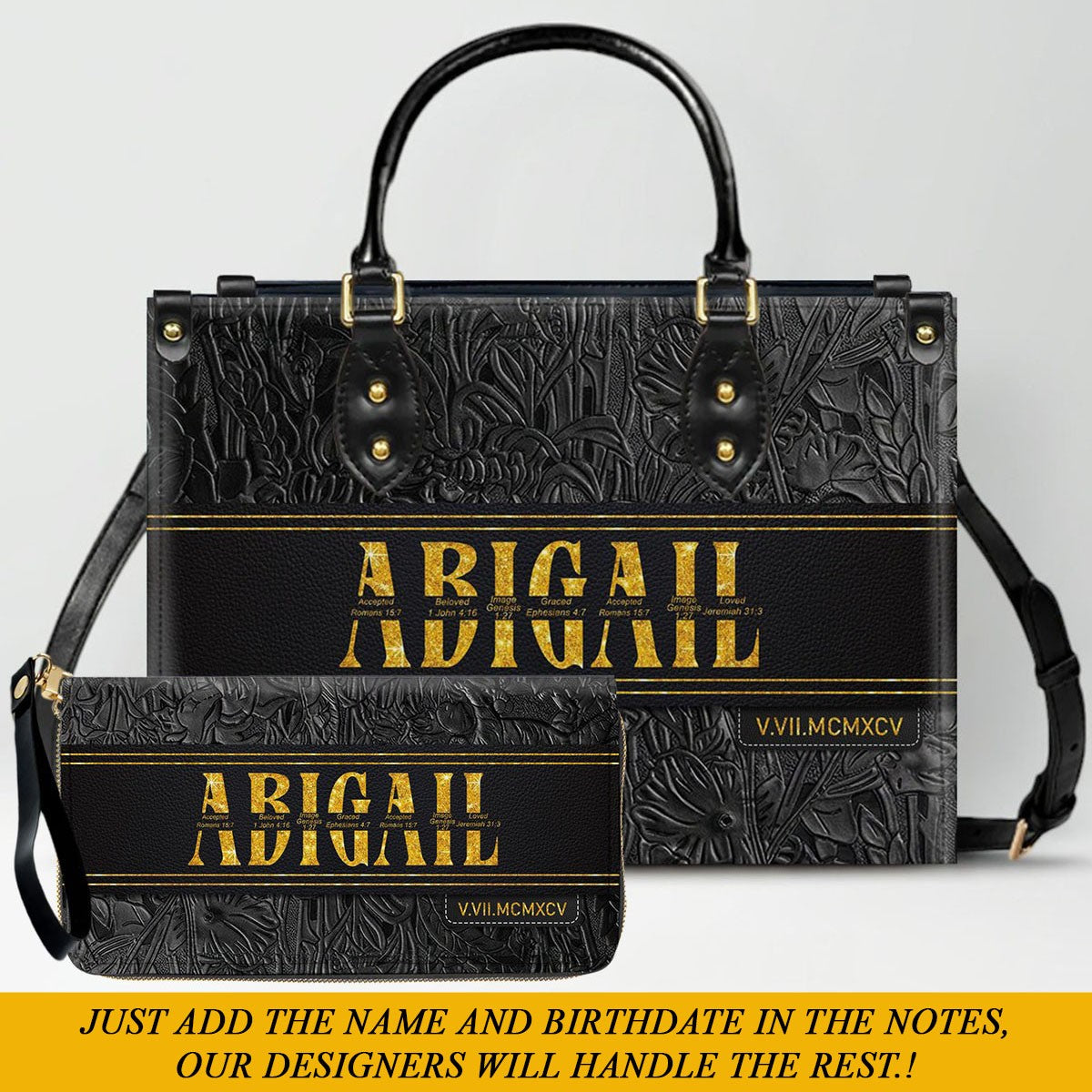 Custom Bible Verse Leather Handbag & Wallet Set