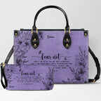 Personalized Purple Bible Verse Leather Handbag