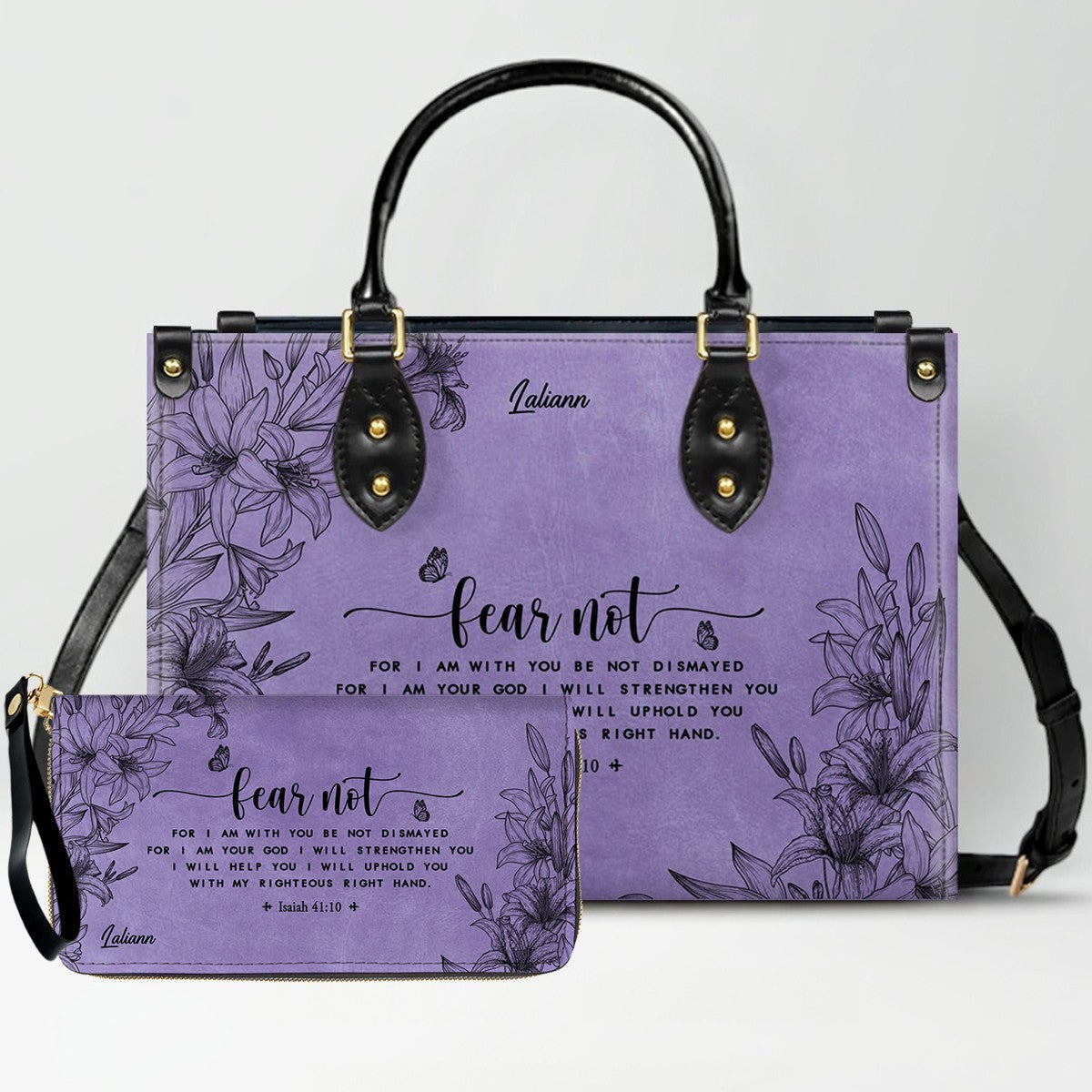Personalized Purple Bible Verse Leather Handbag