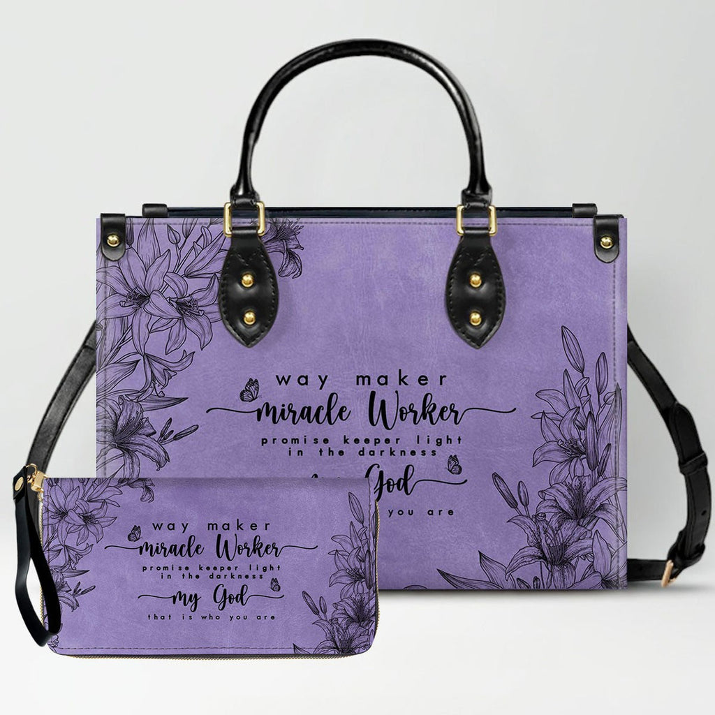 Personalized Purple Bible Verse Leather Handbag