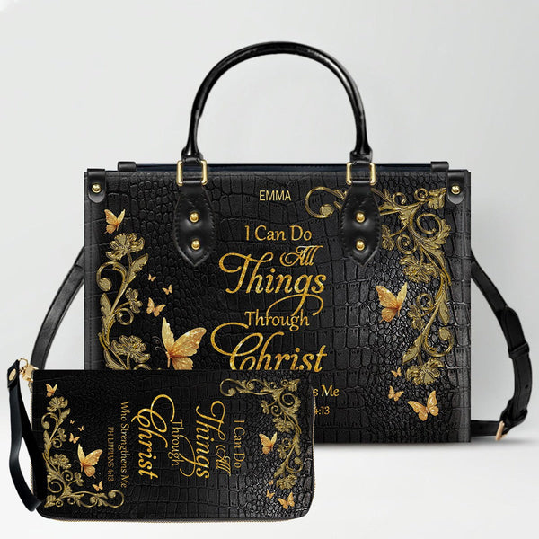 "I Can Do All Things" Leather Tote & Wallet Set