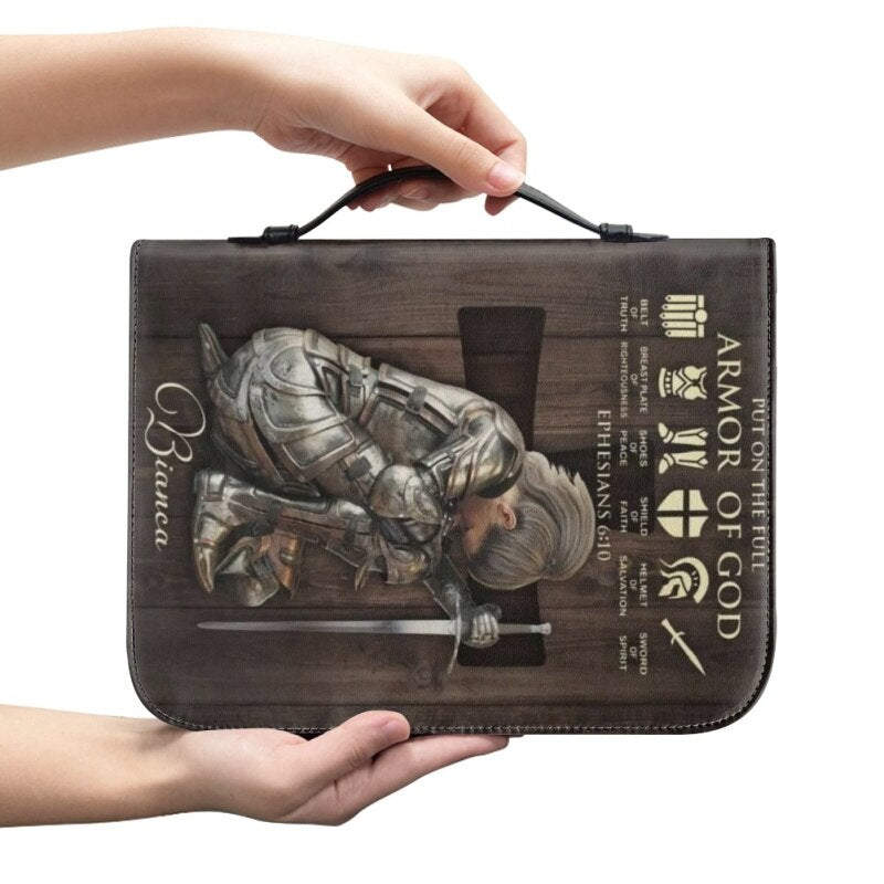 Personalized Armor of God Leather Bible Case