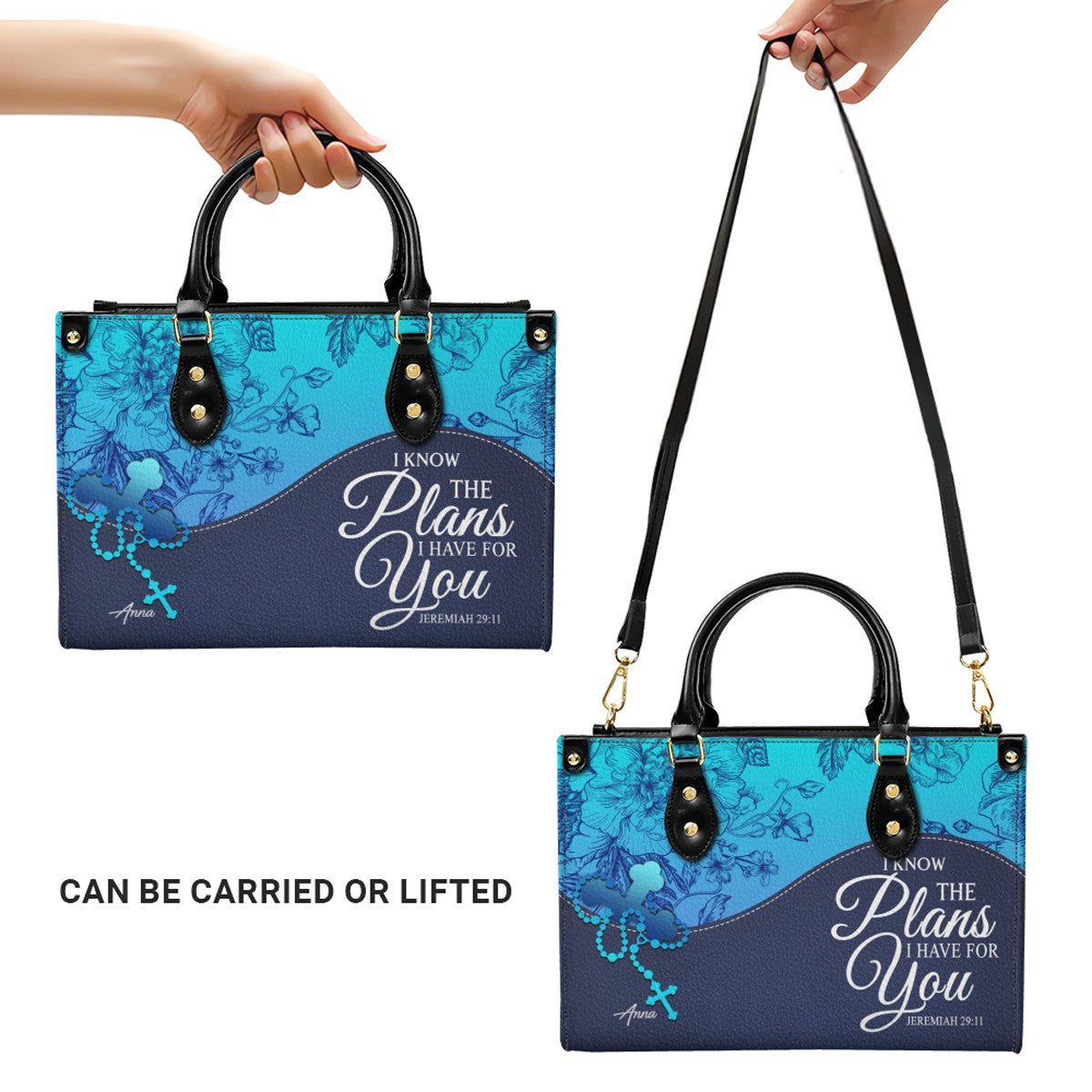Sapphire Blue Personalized Christian Handbag