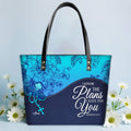 Custom Name Bible Verse Leather Tote Bag
