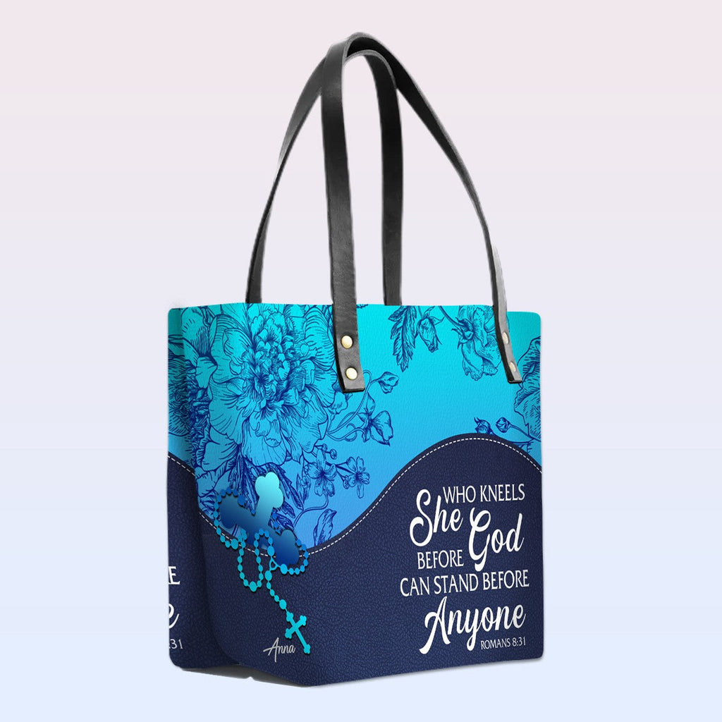 Custom Name Bible Verse Leather Tote Bag