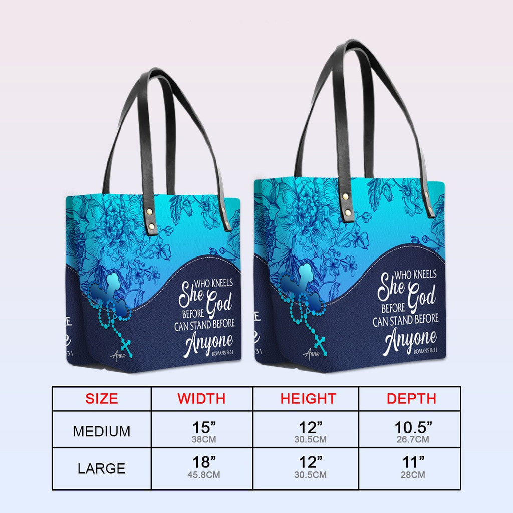 Custom Name Bible Verse Leather Tote Bag