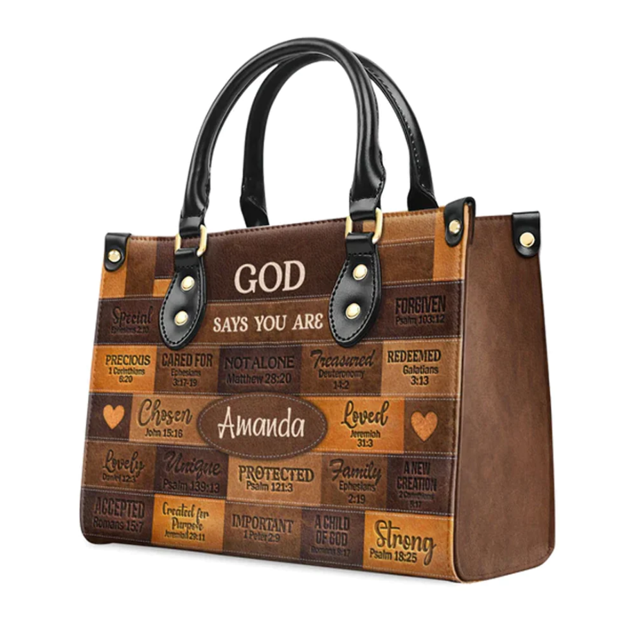 Custom God Says I Am Leather Handbag & Purse Set