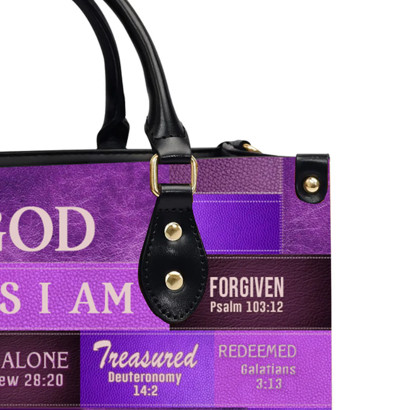 God Says I Am Personalized Leather Tote Handbag