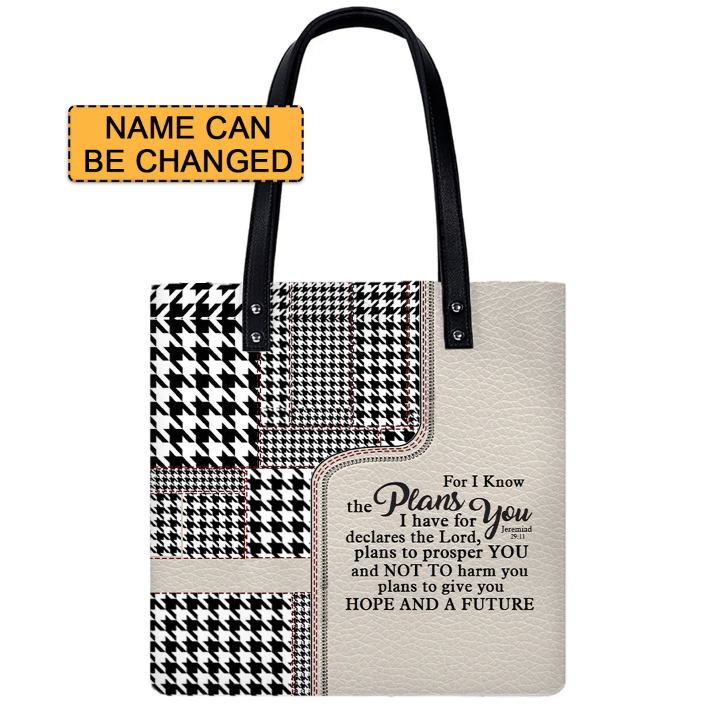 Personalized Jeremiah 29:11 Leather Tote Bag