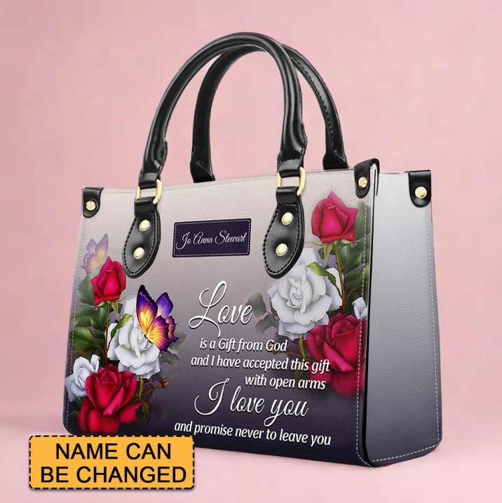 Love Is A Gift From God Personalized Leather Tote