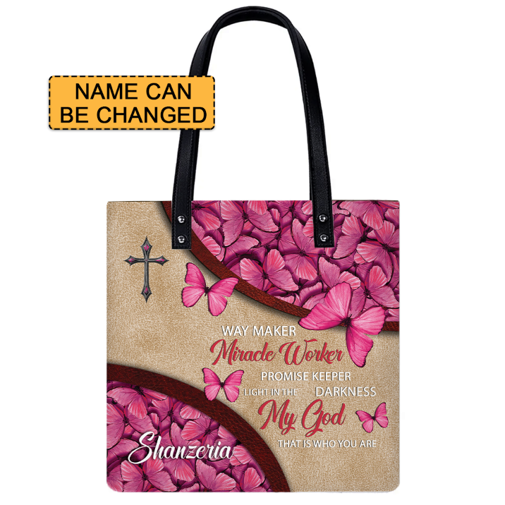 Way Maker Butterfly Pink Leather Handbag