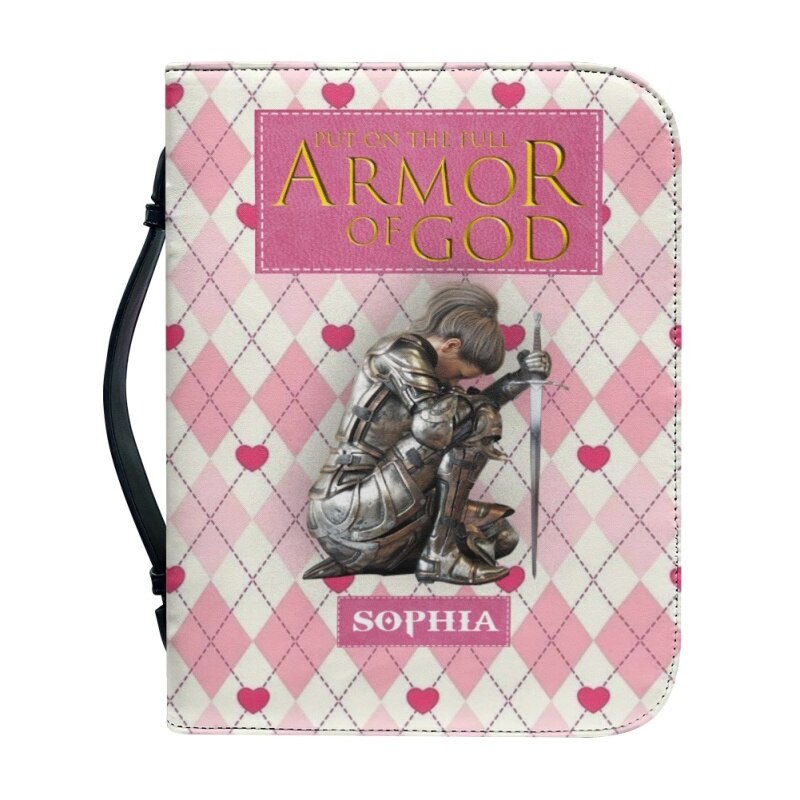 Personalized Armor of God Pink Bible Cover