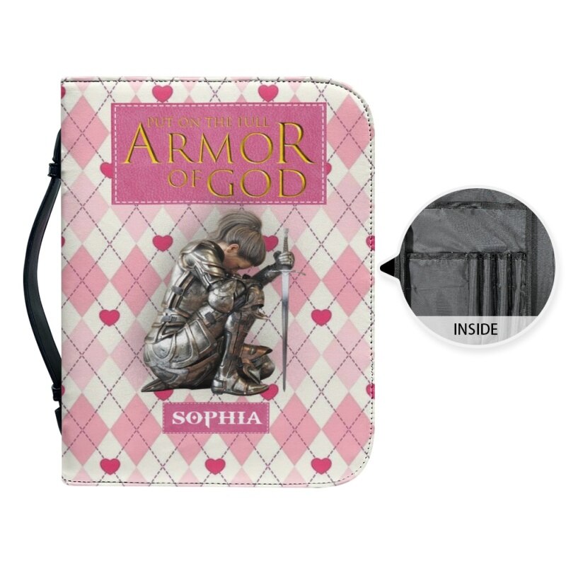 Personalized Armor of God Pink Bible Cover