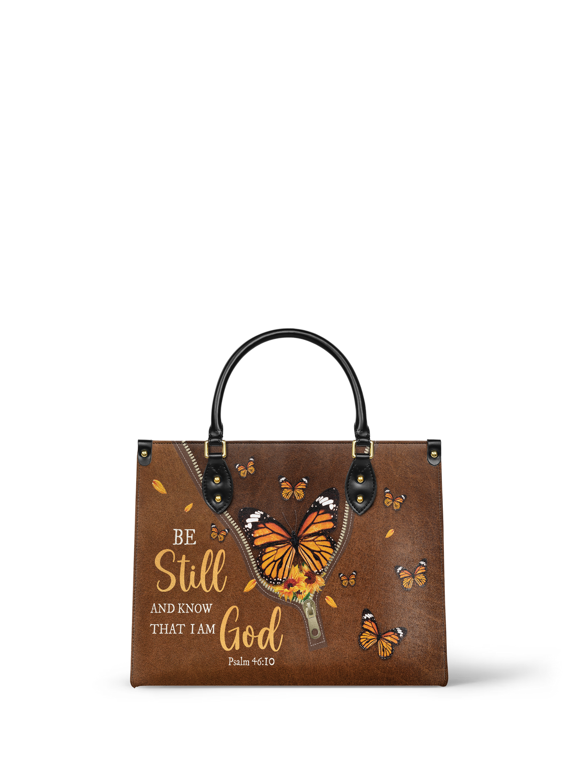 Serene Psalm 46:10 Leather Handbag