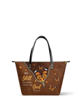 Serene Psalm 46:10 Leather Tote Bag