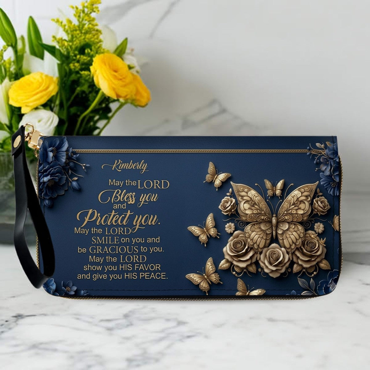 Personalized Christian Floral Leather Tote Bag